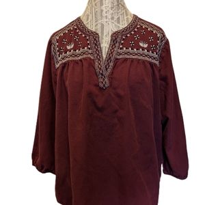 Old Navy Red Southwestern Smock Shirt Sz XL Blouse Concho Boho